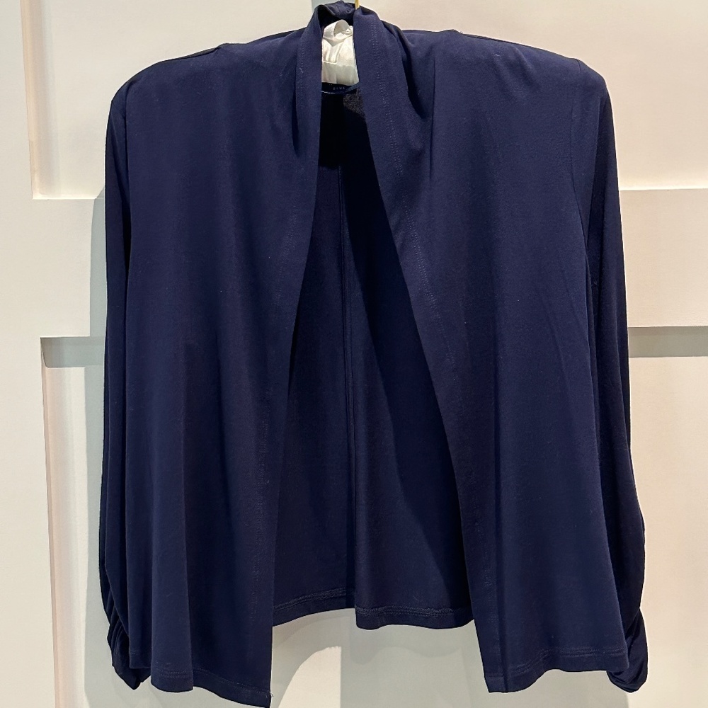 KAARI BLUE LIGHTWEIGHT NAVY SHRUG/SHORT CARDIGAN - Size SMALL